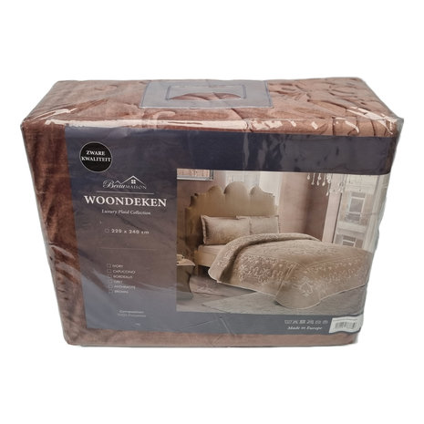 Beau Maison Embossed Uni Blanket Brown 220 x 240 cm | Heavy Quality Beau Maison Embossed Uni Blanket Brown 220 x 240 cm | Heavy Quality