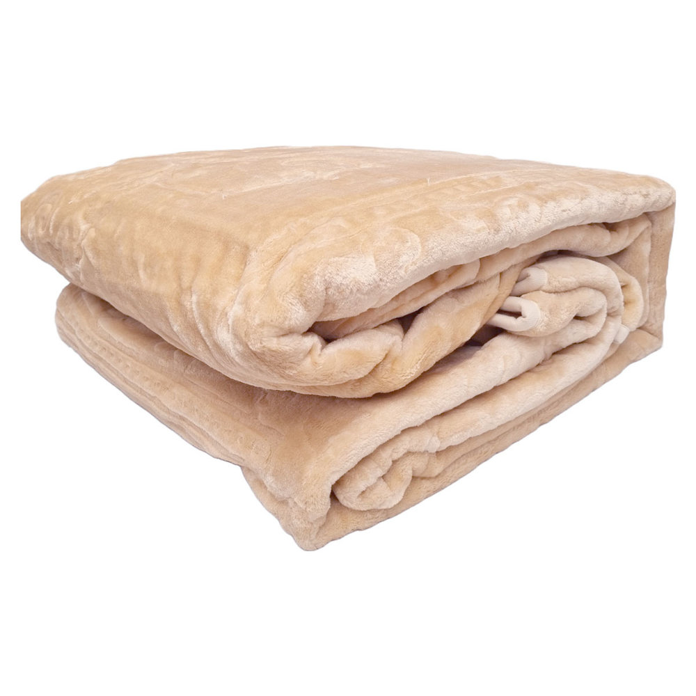 Beau Maison Embossed Uni Blanket Cappuccino 220 x 240 cm | Heavy Quality