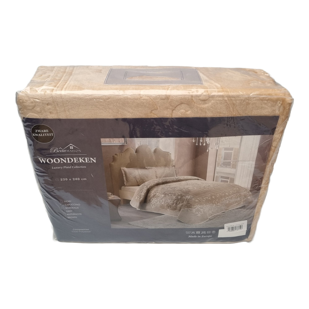 Beau Maison Embossed Uni Woondeken Cappuccino 220 x 240 cm | Zware Kwaliteit