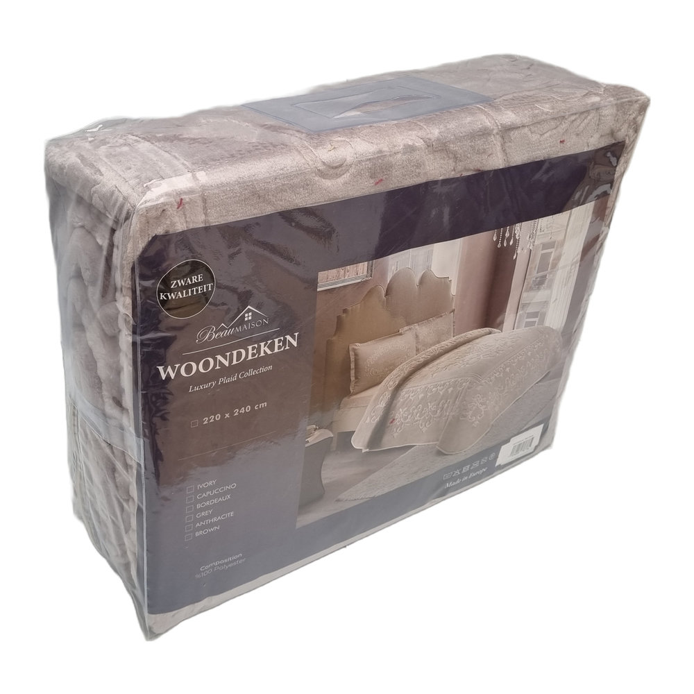 Beau Maison Embossed Uni Woondeken Grey 220 x 240 cm | Zware Kwaliteit