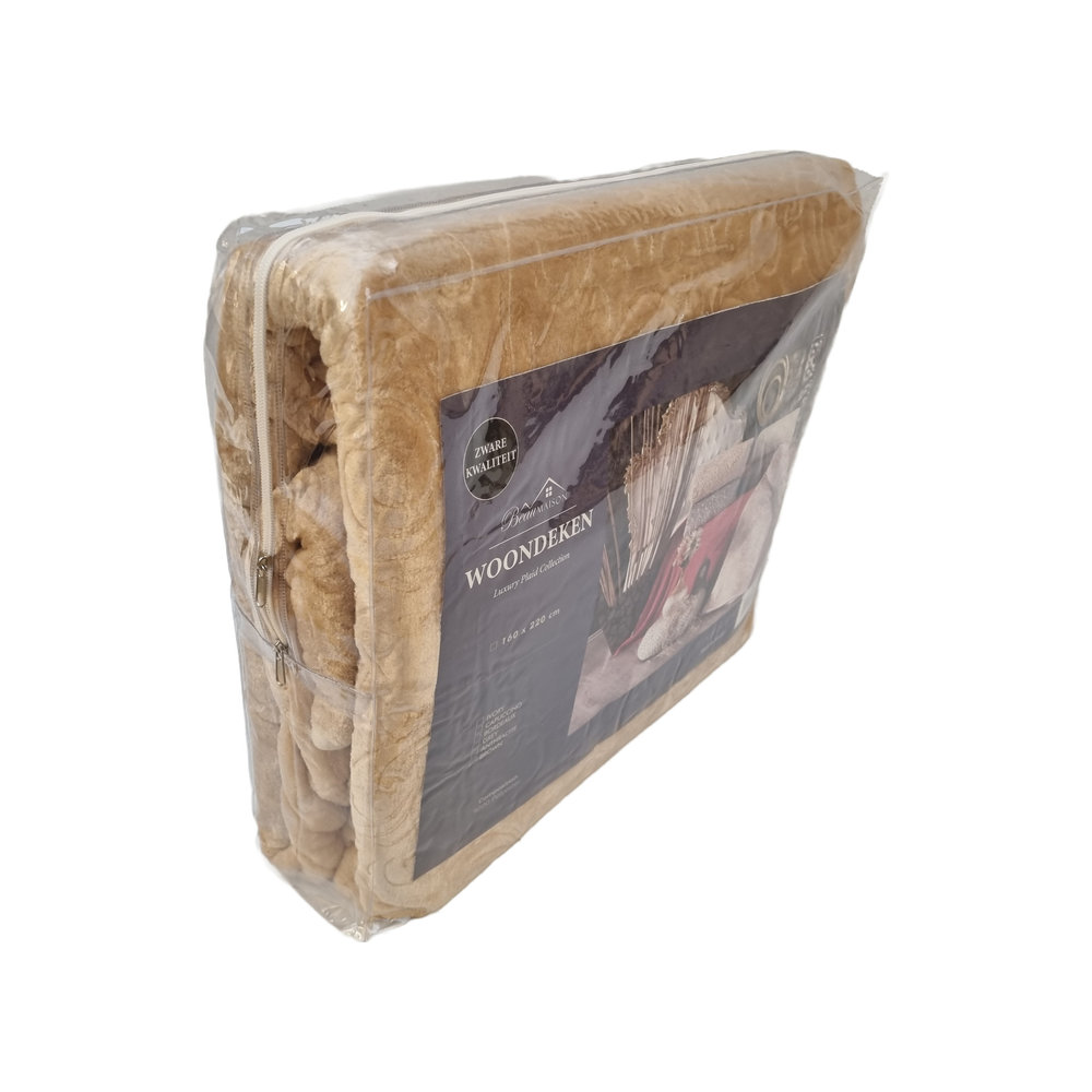 Beau Maison Geprägte Unidecke Cappuccino 160 x 220 cm | Schwere Qualität