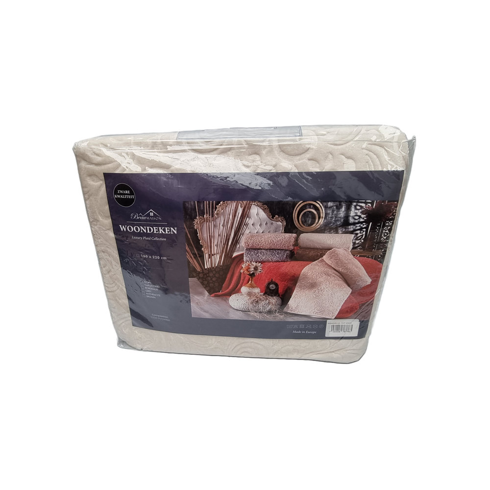 Beau Maison Embossed Uni Woondeken Ivory 160 x 220 cm | Zware Kwaliteit
