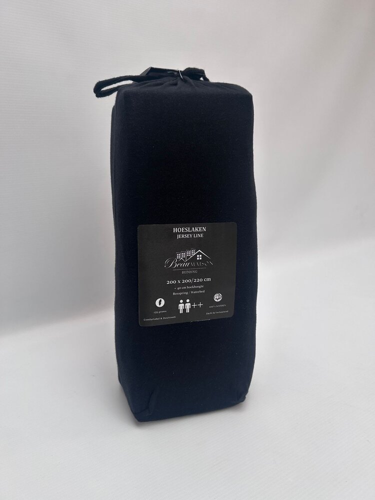 Beau Maison Topper Fitted Sheet Jersey Schwarz