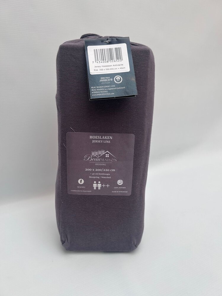 Beau Maison Split Topper Fitted Sheet Anthracite Jersey