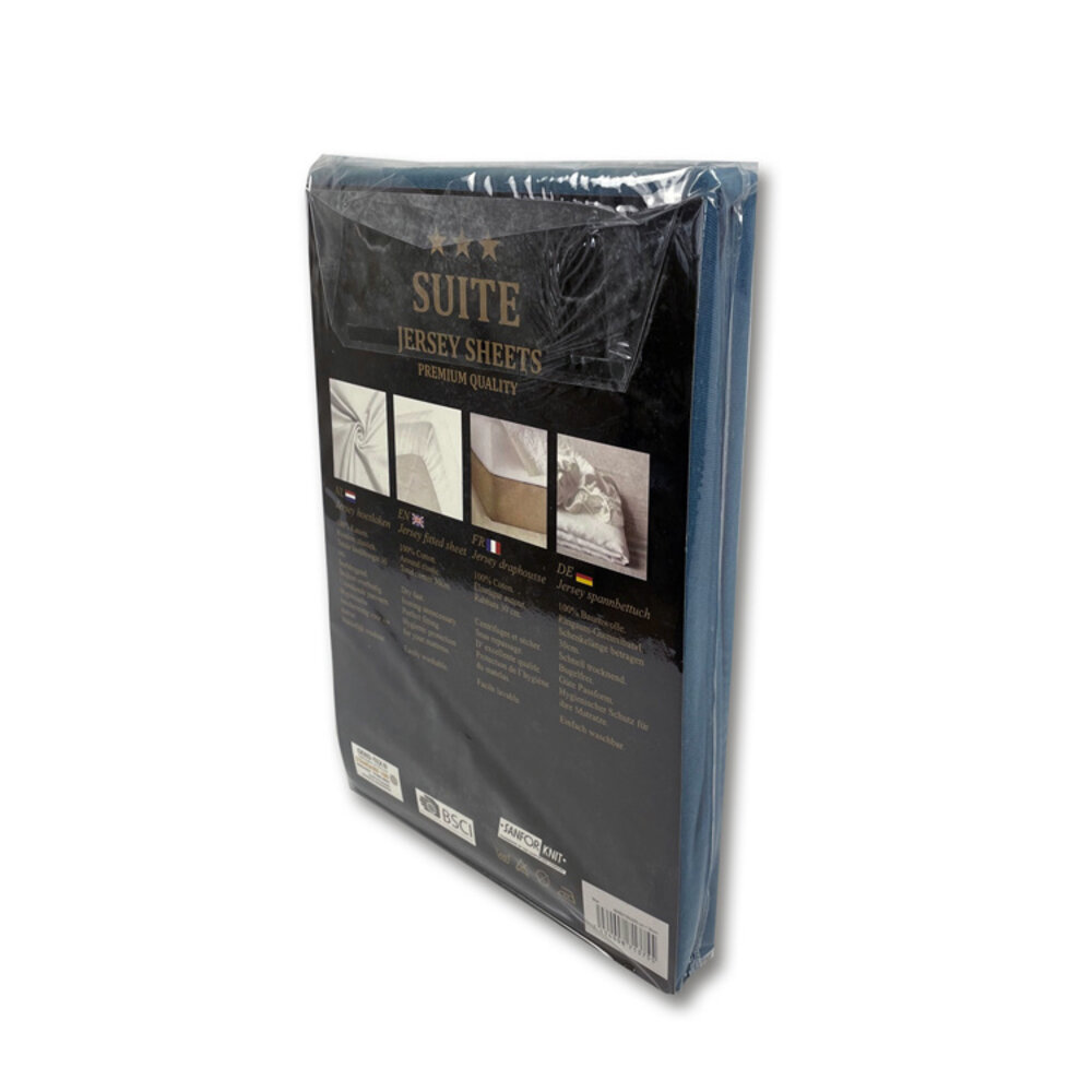 Suite Sheets Jersey-Spannbetttuch Blau SALE