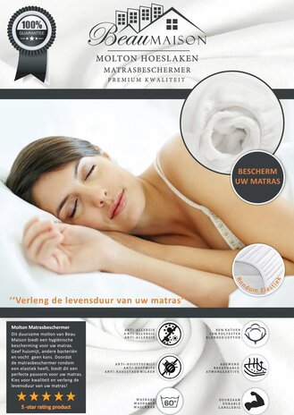 Beau Maison Matrasbeschermer - Molton Hoeslaken 180 grams per m2