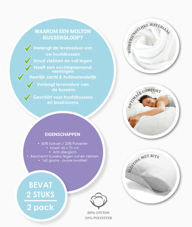 Beau Maison Kissenschoner 2 Stück - Molton-Kissenbezüge 60x70 cm
