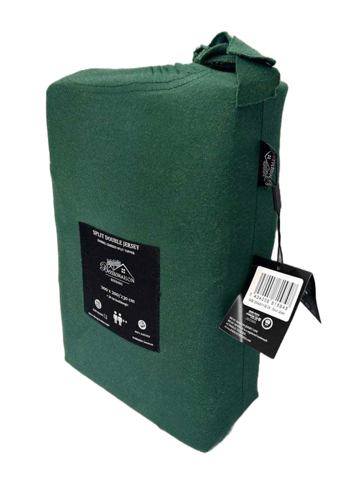 Beau Maison Double Woven Jersey Split Topper Fitted Sheet Green Beau Maison Double Woven Jersey Split Topper Fitted Sheet Green