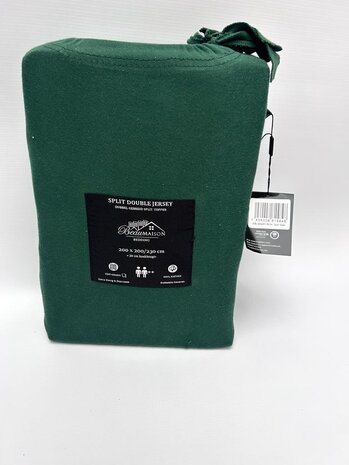 Beau Maison Dubbel Geweven Jersey Split Topper Hoeslaken Groen Beau Maison Dubbel Geweven Jersey Split Topper Hoeslaken Groen