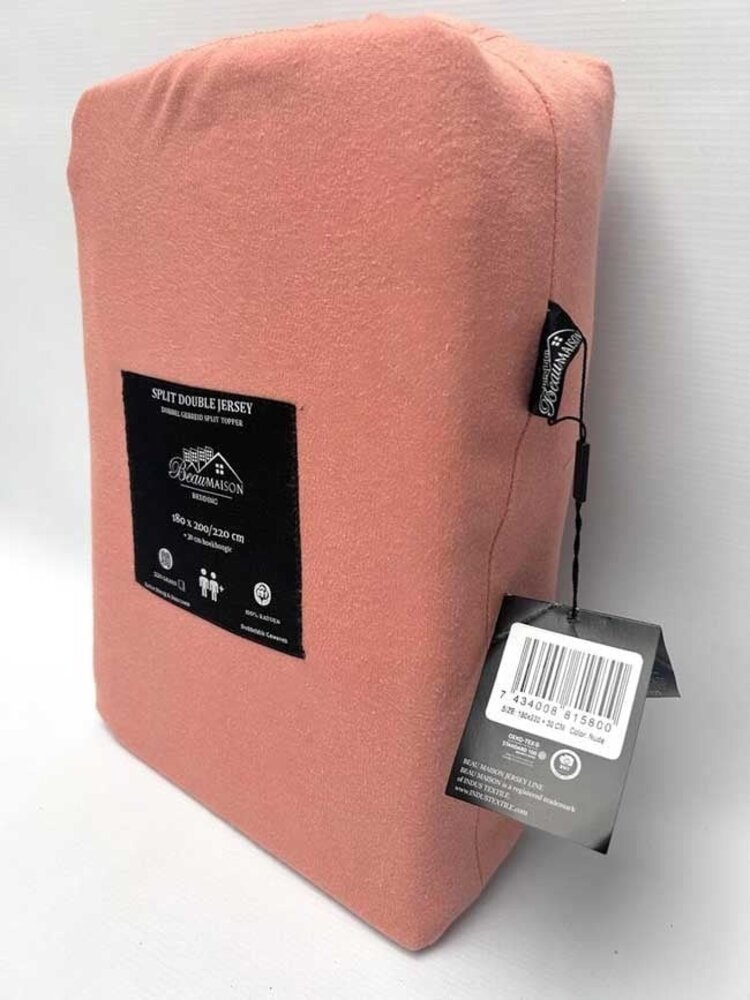 Beau Maison Doppelt gewebtes Jersey-Spannbettlaken mit geteiltem Topper, Nude Pink Beau Maison Doppelt gewebtes Jersey-Spannbettlaken mit geteiltem Topper, Nude Pink