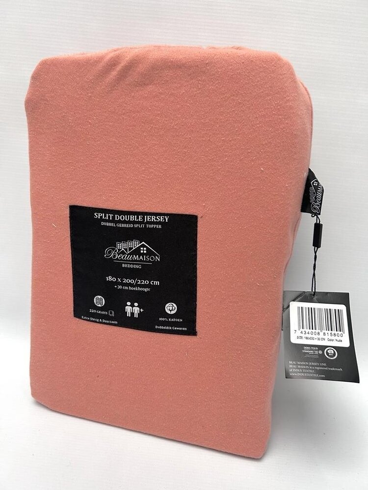 Beau Maison Doppelt gewebtes Jersey-Spannbettlaken mit geteiltem Topper, Nude Pink Beau Maison Doppelt gewebtes Jersey-Spannbettlaken mit geteiltem Topper, Nude Pink