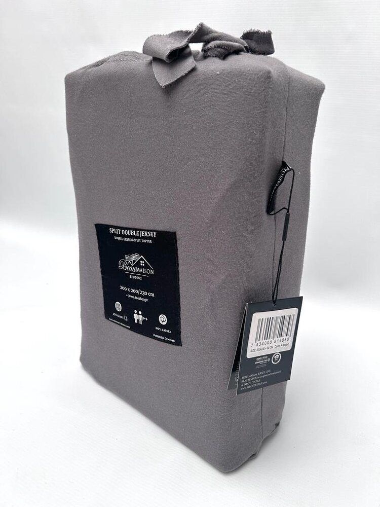 Beau Maison Double Woven Jersey Split Topper Fitted Sheet Anthracite Beau Maison Double Woven Jersey Split Topper Fitted Sheet Anthracite