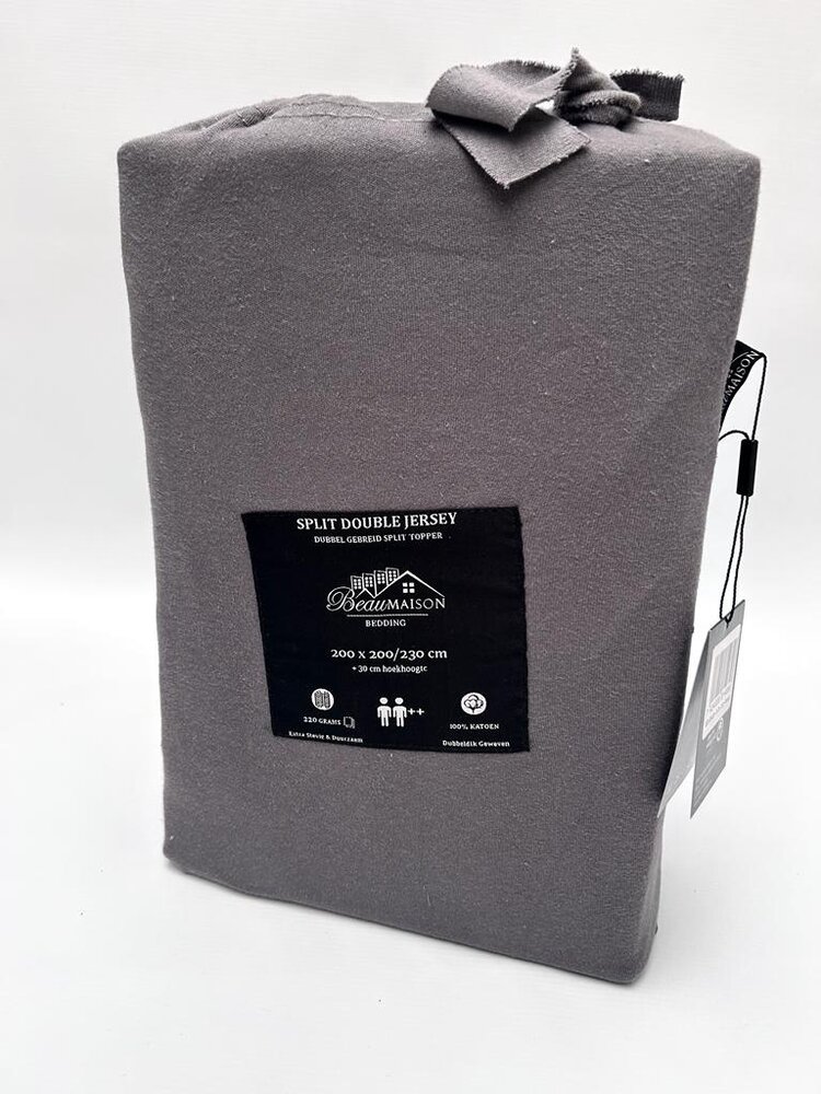 Beau Maison Double Woven Jersey Split Topper Fitted Sheet Anthracite Beau Maison Double Woven Jersey Split Topper Fitted Sheet Anthracite