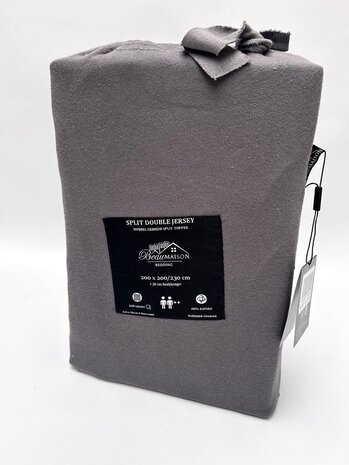 Beau Maison Double Woven Jersey Split Topper Fitted Sheet Anthracite Beau Maison Double Woven Jersey Split Topper Fitted Sheet Anthracite