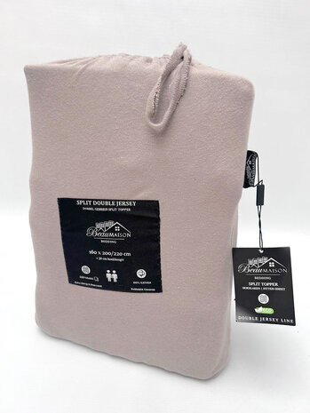 Beau Maison Dubbel Geweven Jersey Split Topper Hoeslaken Taupe Grijs Beau Maison Dubbel Geweven Jersey Split Topper Hoeslaken Taupe Grijs
