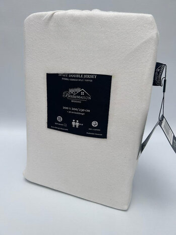 Beau Maison Dubbel Geweven Jersey Split Topper Hoeslaken Crème Wit Beau Maison Dubbel Geweven Jersey Split Topper Hoeslaken Crème Wit