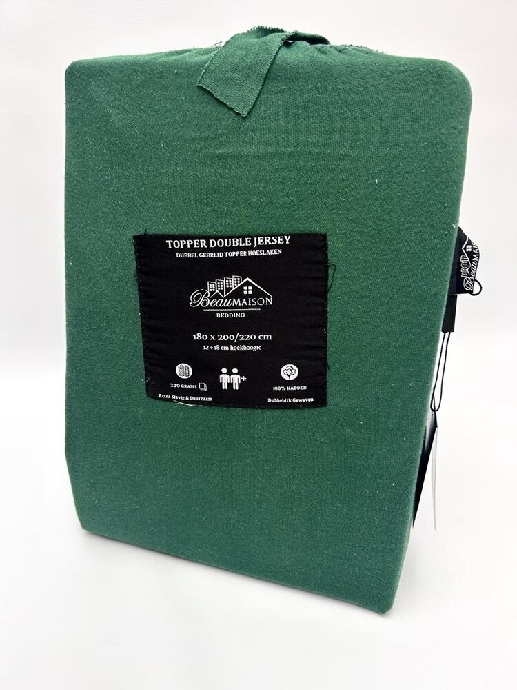 Beau Maison Dubbel Geweven Jersey Topper Hoeslaken Groen