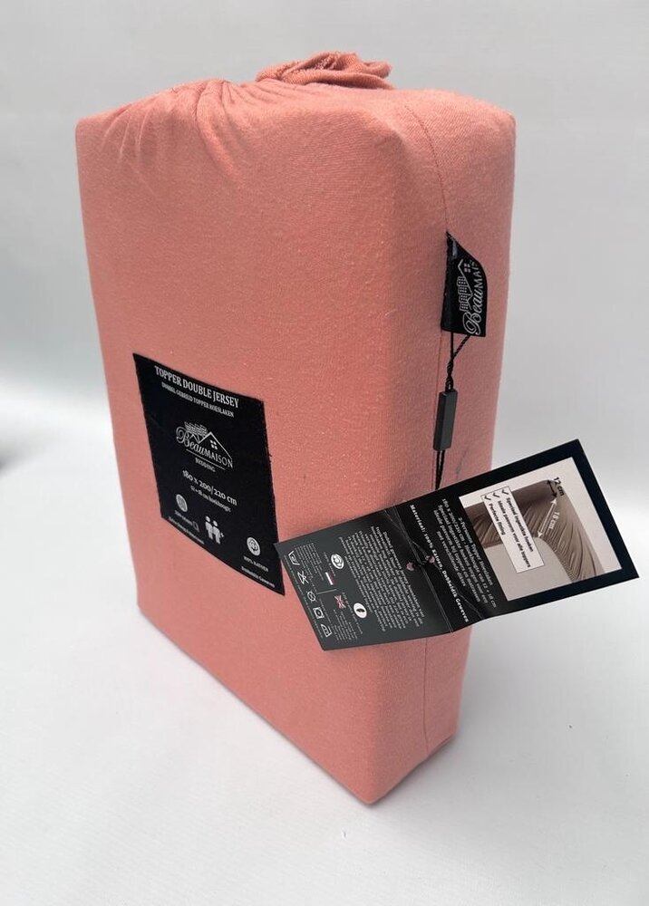 Beau Maison Dubbel Geweven Jersey Topper Hoeslaken Nude Roze Beau Maison Dubbel Geweven Jersey Topper Hoeslaken Nude Roze