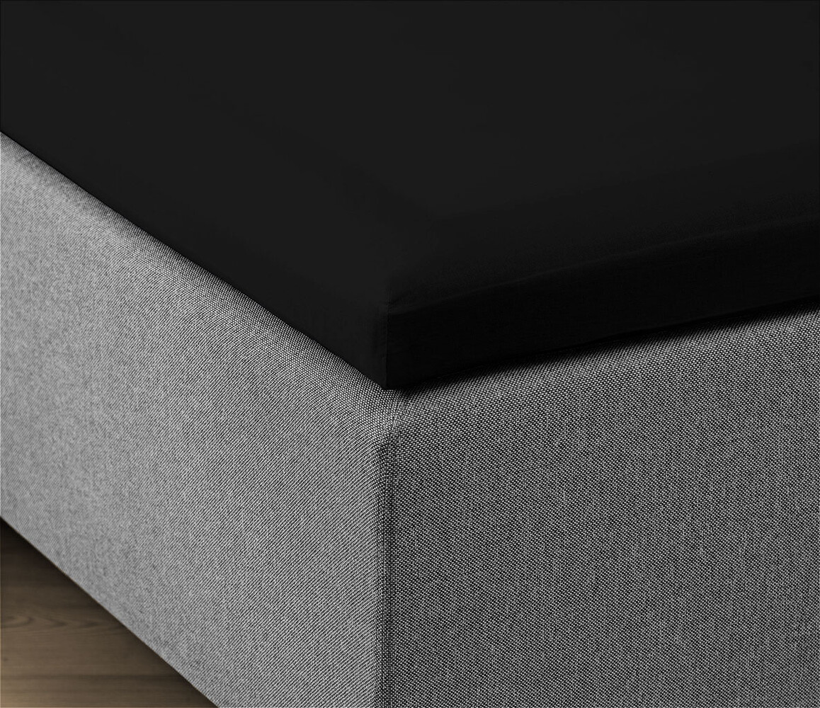 Beau Maison Doppelt gewebtes Jersey-Topper-Spannbettlaken, Schwarz