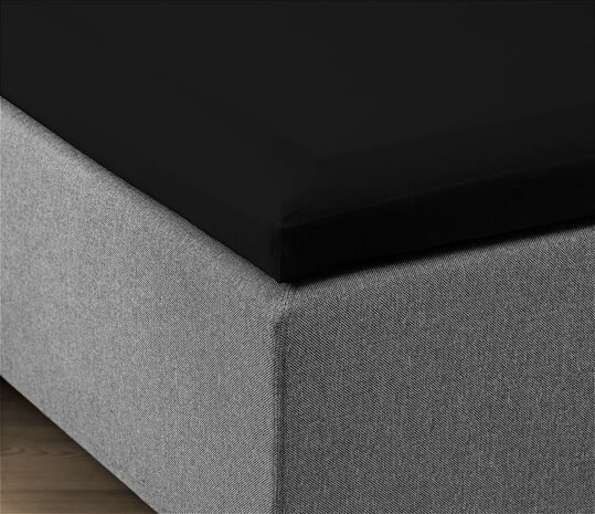 Beau Maison Dubbel Geweven Jersey Topper Hoeslaken Zwart