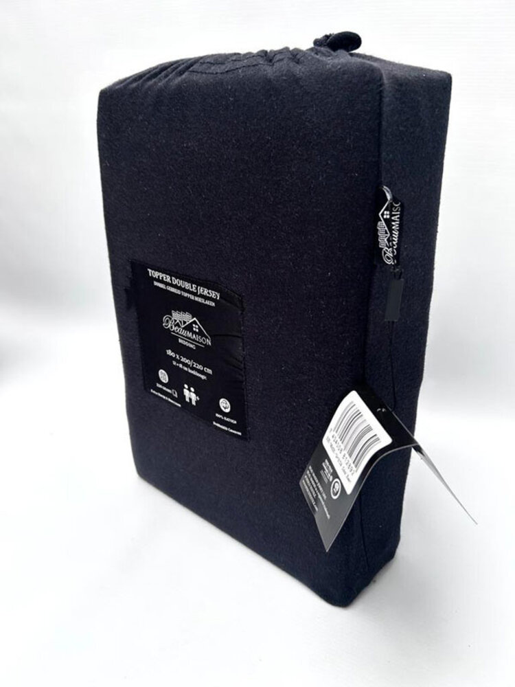 Beau Maison Doppelt gewebtes Jersey-Topper-Spannbettlaken, Schwarz