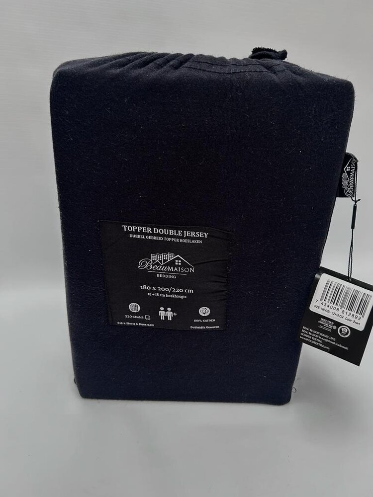 Beau Maison Doppelt gewebtes Jersey-Topper-Spannbettlaken, Schwarz