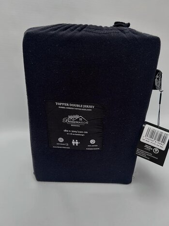 Beau Maison Double Woven Jersey Topper Fitted Sheet Black Beau Maison Double Woven Jersey Topper Fitted Sheet Black