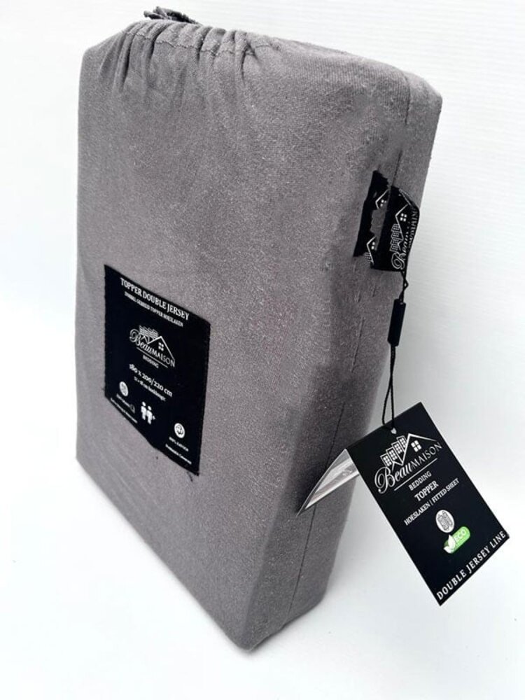 Beau Maison Doppelt gewebtes Jersey-Topper-Spannbettlaken, Anthrazit