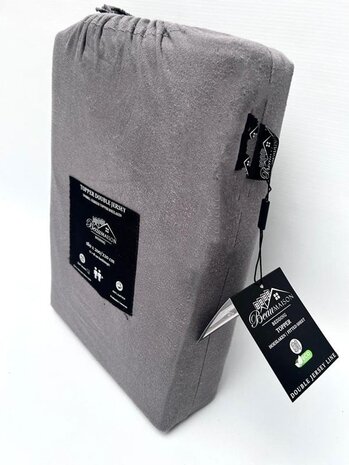 Beau Maison Doppelt gewebtes Jersey-Topper-Spannbettlaken, Anthrazit