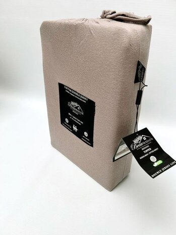 Beau Maison Dubbel Geweven Jersey Topper Hoeslaken Taupe Grijs