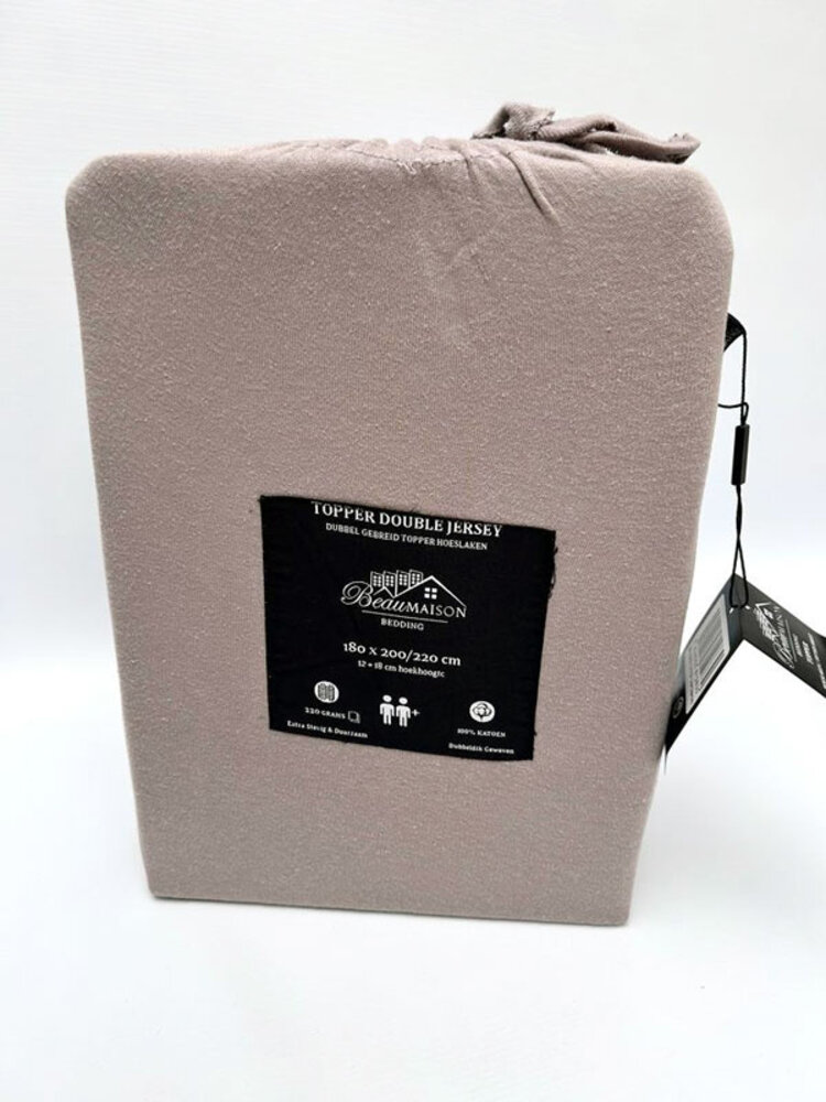 Beau Maison Doppelt gewebtes Jersey-Topper-Spannbettlaken, Taupe-Grau
