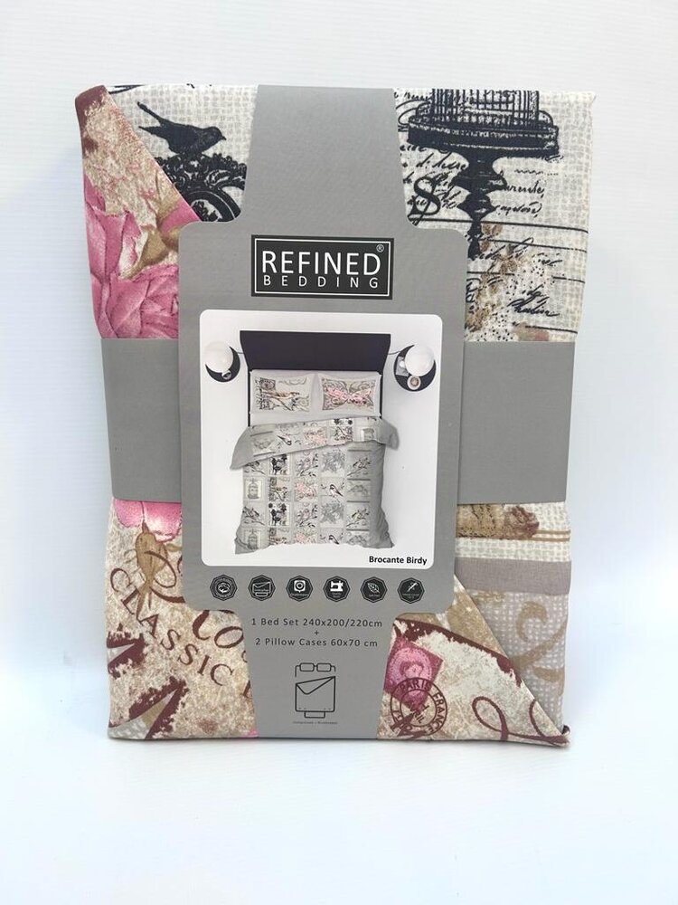 Refined Bedding Brocante Dekbedovertrek met vogels en vlinders