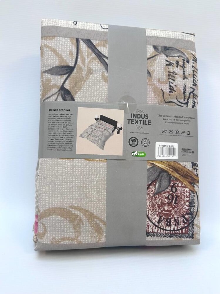 Refined Bedding Brocante Dekbedovertrek met vogels en vlinders