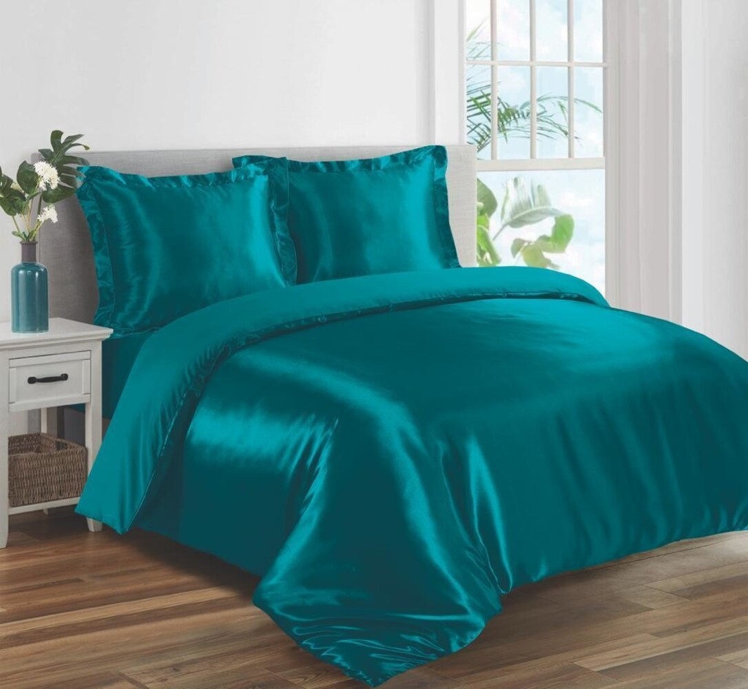 Beauty Silk Shiny Satin Duvet Cover Aqua (Turquoise)