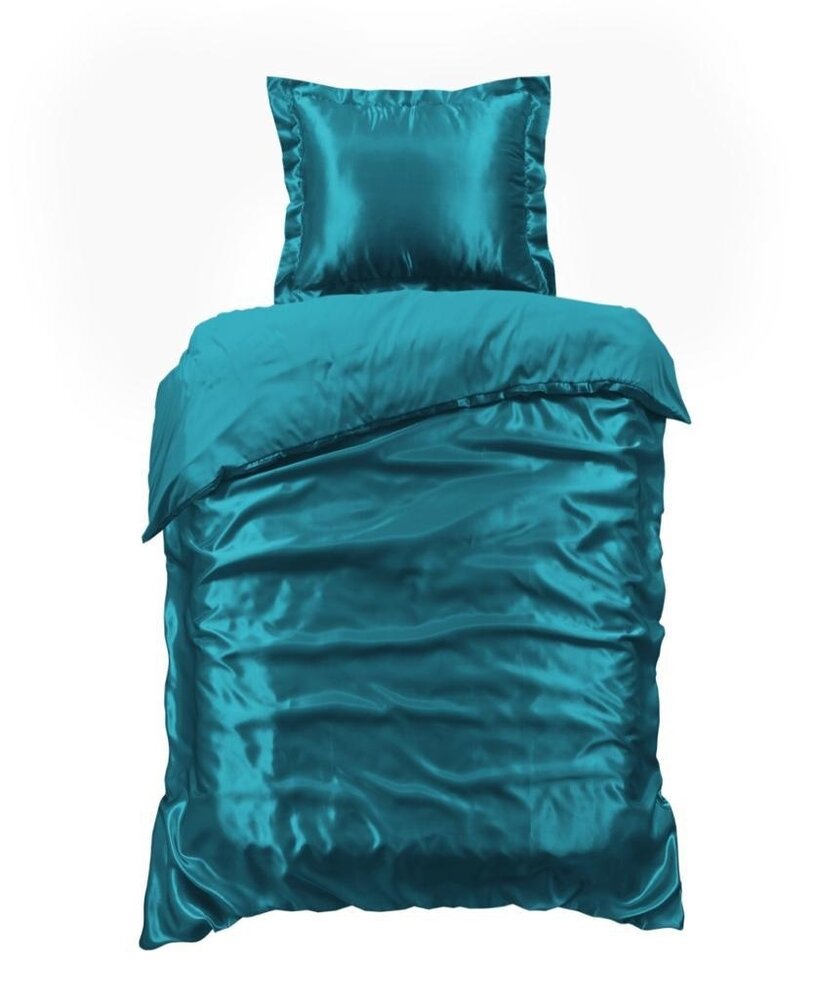 Beauty Silk Glänzender Satin-Bettbezug Aqua (Türkis)
