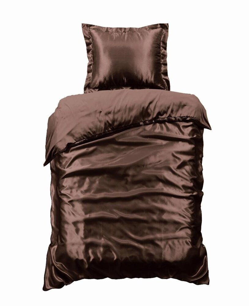 Beauty Silk Shiny Satin Duvet Cover Brown