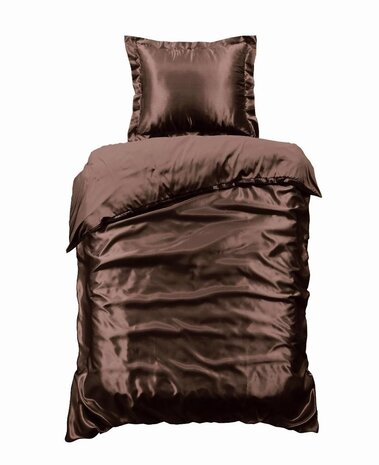 Beauty Silk Shiny Satin Duvet Cover Brown