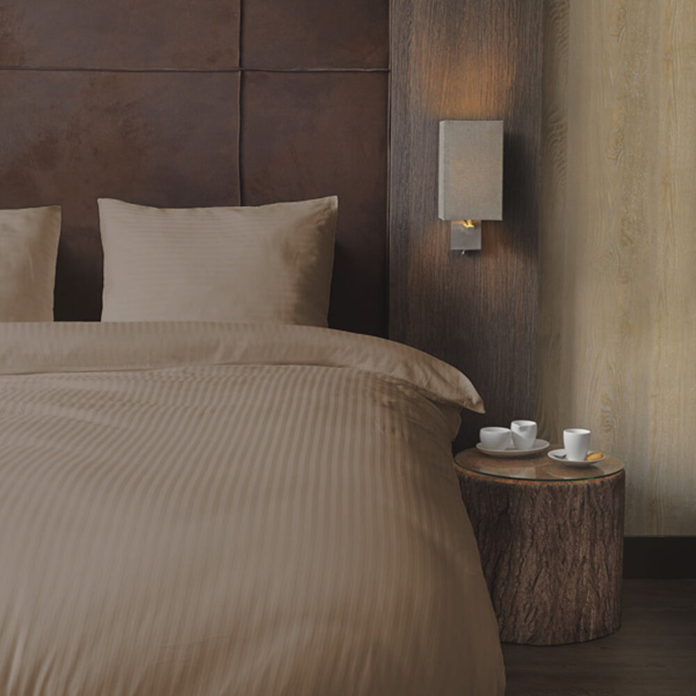 Beau Maison Bettbezug aus Baumwollsatin Hotel Line Taupe