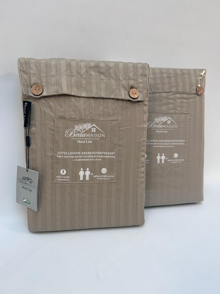 Beau Maison Cotton Satin Duvet Cover Hotel Line Taupe