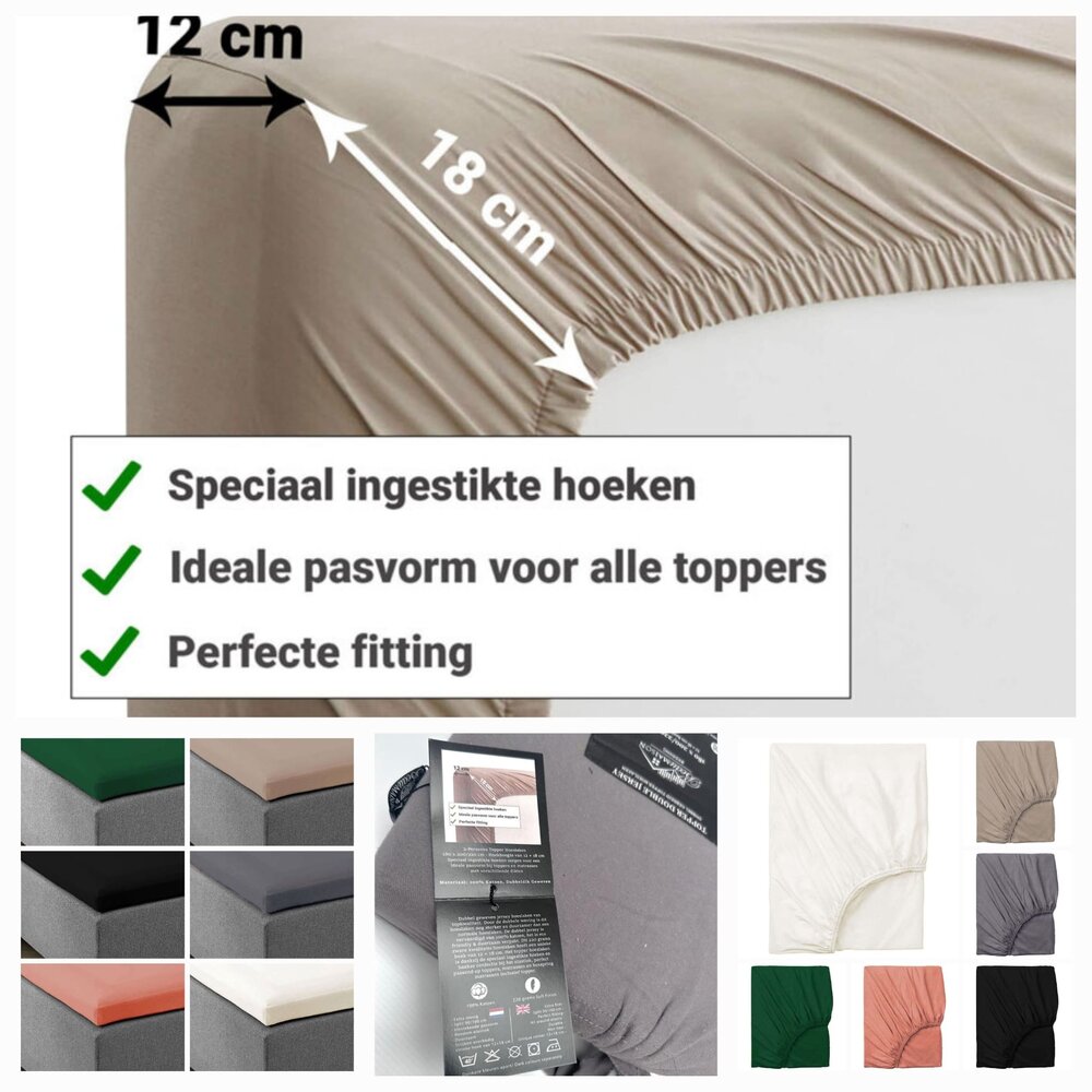 Beau Maison Double Woven Jersey Topper Fitted Sheet Assorted Beau Maison Double Woven Jersey Topper Fitted Sheet Assorted