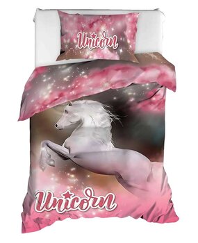 Beau Maison Einhorn-Bettbezug aus Baumwollsatin