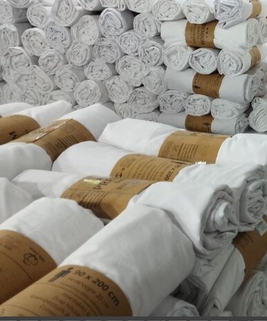 Stock Fitted sheet Cotton White (roll) - Recycled Cotton Stock Fitted sheet Cotton White (roll) - Recycled Cotton