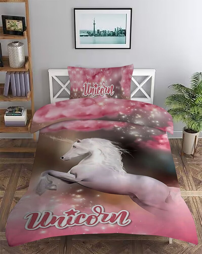 Beau Maison Satijnen Dekbedovertrek Unicorn - Kinderdekbedovertrek
