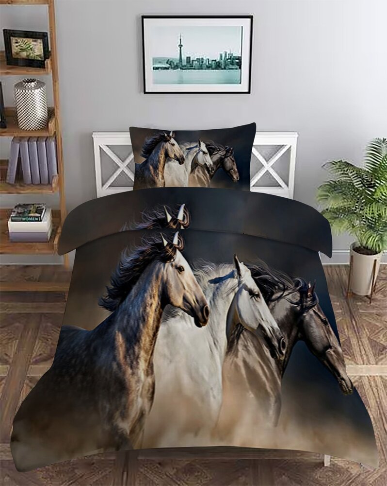 Beau Maison Satijnen Dekbedovertrek Paarden