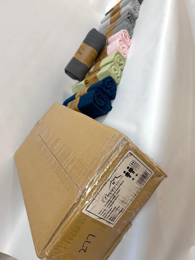 Stock Spannbettlaken aus Baumwolle, sortiert (Rolle) – recycelte Baumwolle