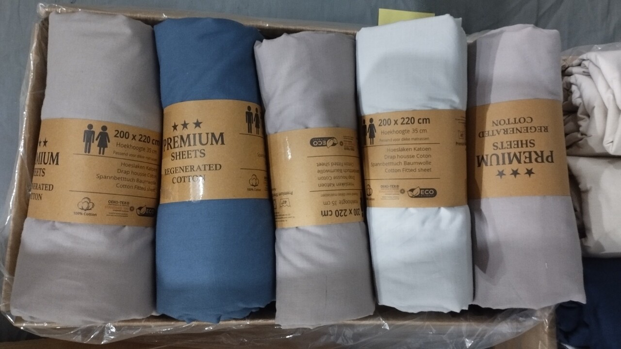 Stock Spannbettlaken aus Baumwolle, sortiert (Rolle) – recycelte Baumwolle