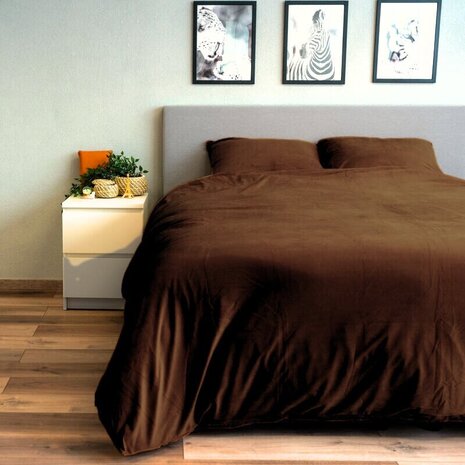 Beau Maison Velvet Duvet Cover Coffee Brown