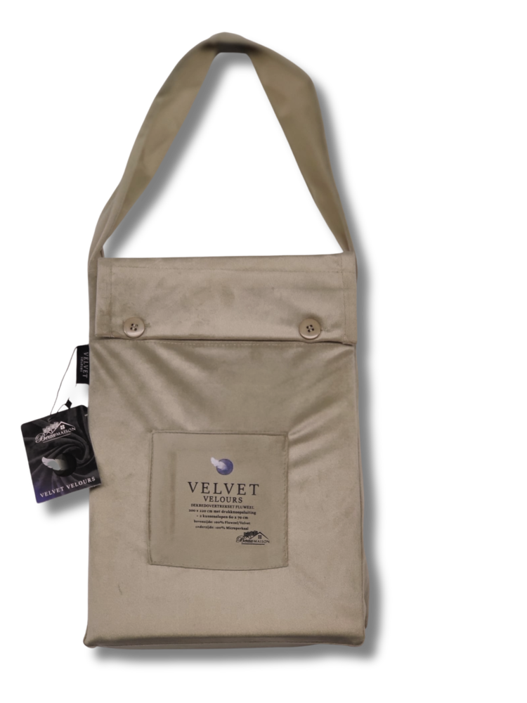 Beau Maison Dekbedovertrek Taupe-Grijs Velvet/Velours