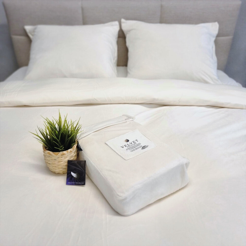 Beau Maison Velvet Bettbezug Perlweißer Samt/Velours