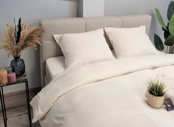 Beau Maison Velvet Bettbezug Perlweißer Samt/Velours